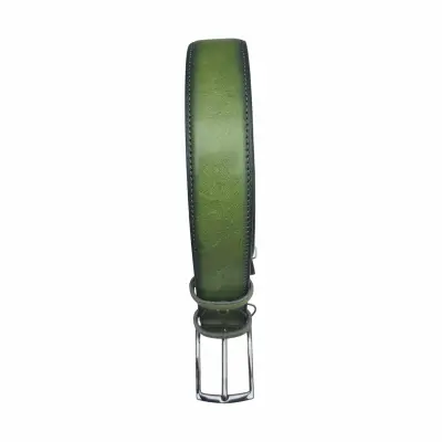 Curea piele barbati, cozacone, culoare verde, model czc001